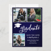 Eenvoudig Afstuderen script De datumfoto opslaan | Aankondigingskaart (Voorkant / Achterkant)