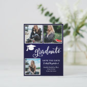 Eenvoudig Afstuderen script De datumfoto opslaan | Aankondigingskaart (Staand voorkant)