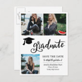 Eenvoudig Afstuderen script De fotocollage van de  Aankondigingskaart (Voorkant / Achterkant)