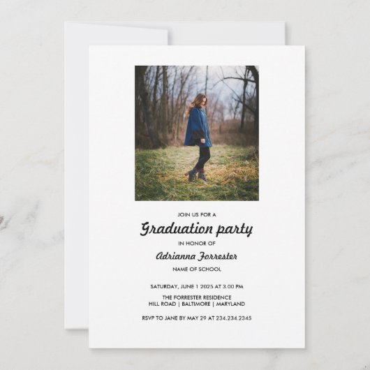 Eenvoudig Afstuderen script Moderne foto Kaart (Achterkant)