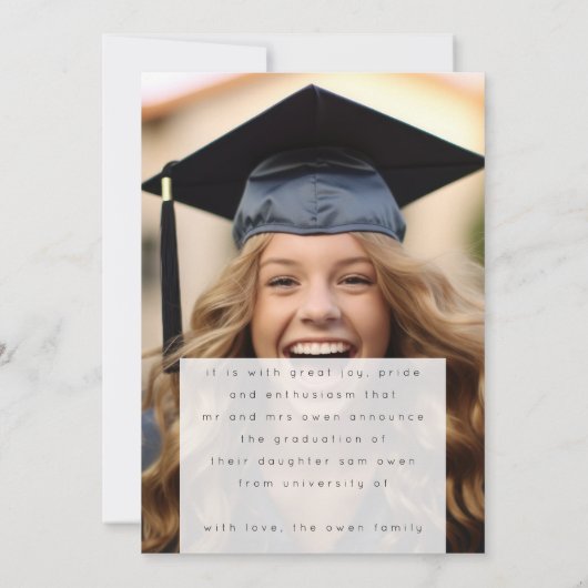 EENVOUDIG AFSTUDEREN VOLLEDIG ZWART | PHOTO-univer Aankondiging (Achterkant)