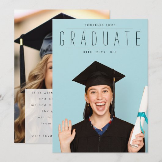 EENVOUDIG AFSTUDEREN VOLLEDIG ZWART | PHOTO-univer Aankondiging (Voorkant / Achterkant)