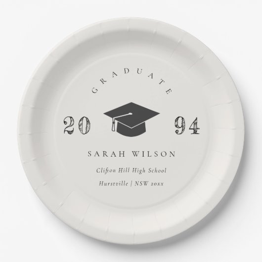 Eenvoudig Afstuderen voor Elegant Clean Minimal Papieren Bordje (Voorkant)