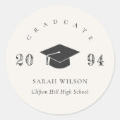 Eenvoudig Afstuderen voor Elegant Clean Minimal Ronde Sticker (Voorkant)