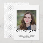 Eenvoudig Afstuderen voor kalligrafie Foto: Dank u Aankondiging (Voorkant / Achterkant)