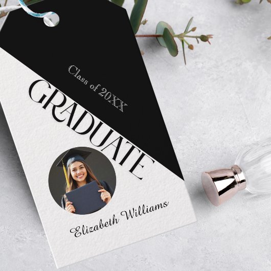 Eenvoudig Afstuderen zwart en wit Cadeaulabel