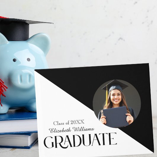 Eenvoudig Afstuderen zwart en wit Gastenboek