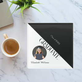 Eenvoudig Afstuderen zwart en wit Glazen Onderzetter