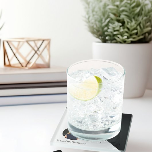 Eenvoudig Afstuderen zwart en wit Glazen Onderzetter