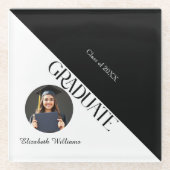 Eenvoudig Afstuderen zwart en wit Glazen Onderzetter (Voorkant)