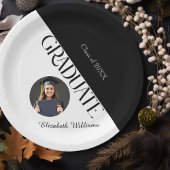 Eenvoudig Afstuderen zwart en wit Papieren Bordje