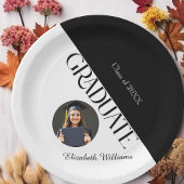 Eenvoudig Afstuderen zwart en wit Papieren Bordje