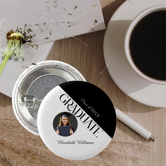 Eenvoudig Afstuderen zwart en wit Ronde Button 3,2 Cm