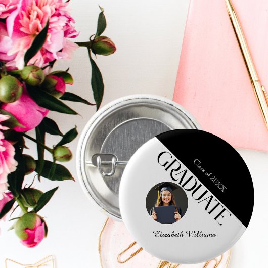 Eenvoudig Afstuderen zwart en wit Ronde Button 3,2 Cm