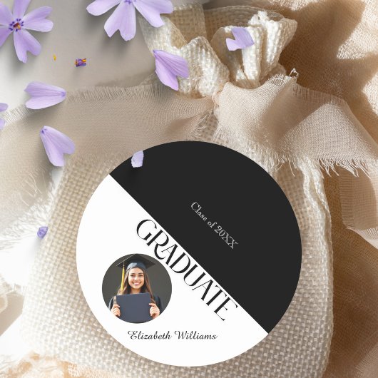 Eenvoudig Afstuderen zwart en wit Ronde Sticker