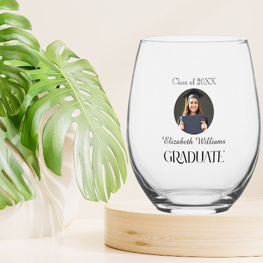 Eenvoudig Afstuderen zwart en wit Wijnglas Zonder Voet