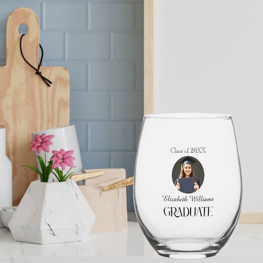 Eenvoudig Afstuderen zwart en wit Wijnglas Zonder Voet