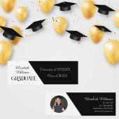 Eenvoudig Afstuderen Zwart-wit Naam Kaart Contactkaartje