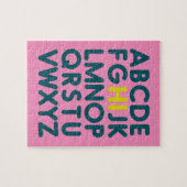 Eenvoudig alfabet Letter-artikel in roze Legpuzzel (Horizontaal)