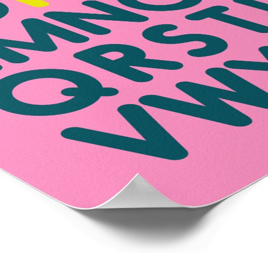 Eenvoudig alfabet Letter-artikel in roze Poster (Hoek)
