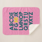 Eenvoudig alfabet Letter-artikel in roze Sherpa Deken (Voorkant (horizontaal))