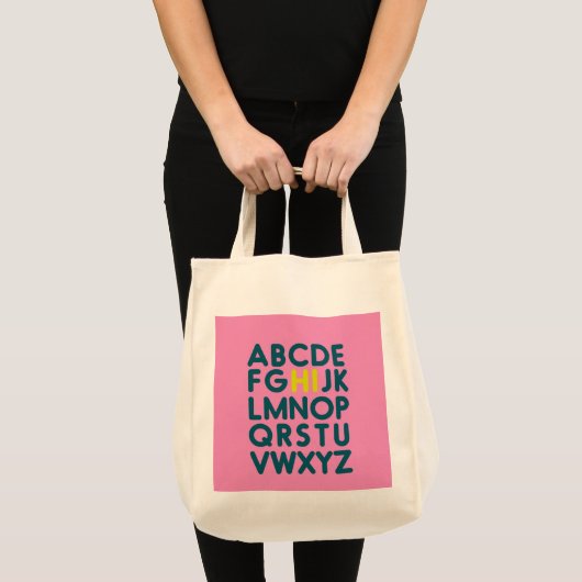 Eenvoudig alfabet Letter-ontwerp in roze bibliothe Tote Bag (Voorkant (product))