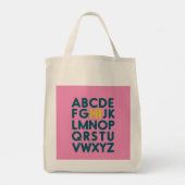 Eenvoudig alfabet Letter-ontwerp in roze bibliothe Tote Bag (Achterkant)