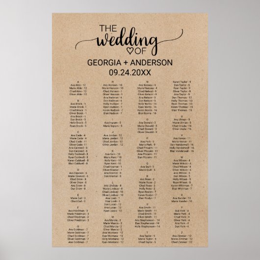 Eenvoudig alfabetisch fasezetplan voor Faux Kraft Poster (Voorkant)