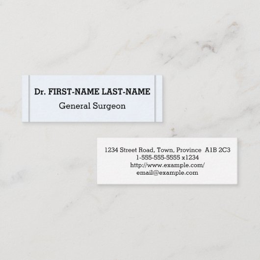 Eenvoudig algemeen chirurg Visitekaartje (Voorkant / Achterkant)