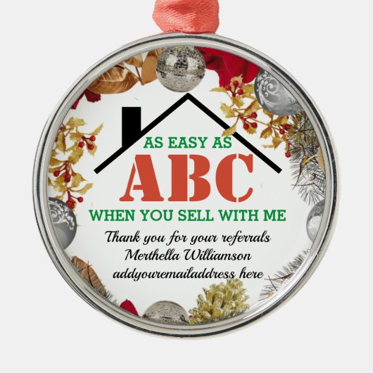 EENVOUDIG ALS ABC Realtor Client Kerstmis Metalen Ornament (Voorkant)