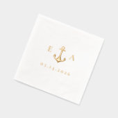 Eenvoudig anker met Initialen en datum Folie Servetten (Links)