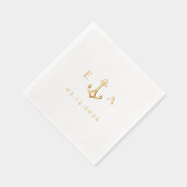 Eenvoudig anker met Initialen en datum Folie Servetten (Rechts)