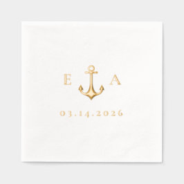 Eenvoudig anker met Initialen en datum Folie Servetten