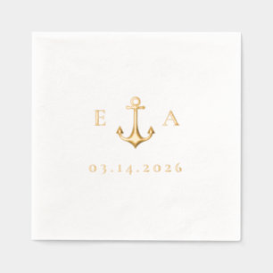 Eenvoudig anker met Initialen en datum Folie Servetten