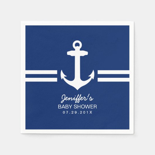 Eenvoudig anker nautische strepen Baby shower Servetten (Voorkant)