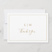 Eenvoudig Antiek gouden monogram Elegant Huwelijk Bedankkaart (Voorkant)