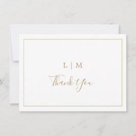 Eenvoudig Antiek gouden monogram Elegant Huwelijk Bedankkaart