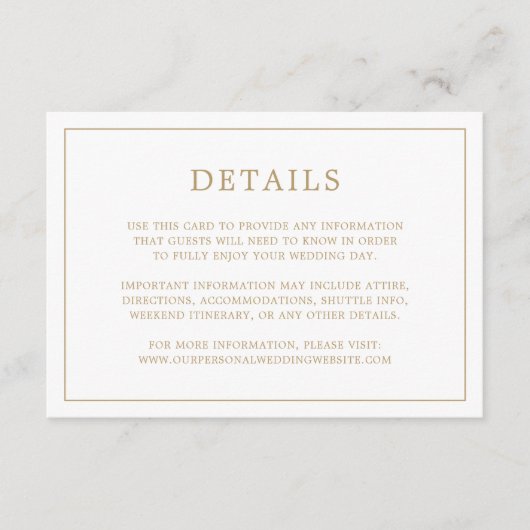 Eenvoudig Antiek gouden monogram Elegant Huwelijk Informatiekaartje (Voorkant)