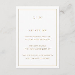 Eenvoudig Antiek gouden monogram Elegant Huwelijk Informatiekaartje