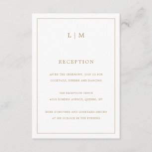 Eenvoudig Antiek gouden monogram Elegant Huwelijk Informatiekaartje