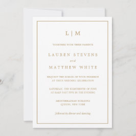 Eenvoudig Antiek gouden monogram Elegant Huwelijk Kaart