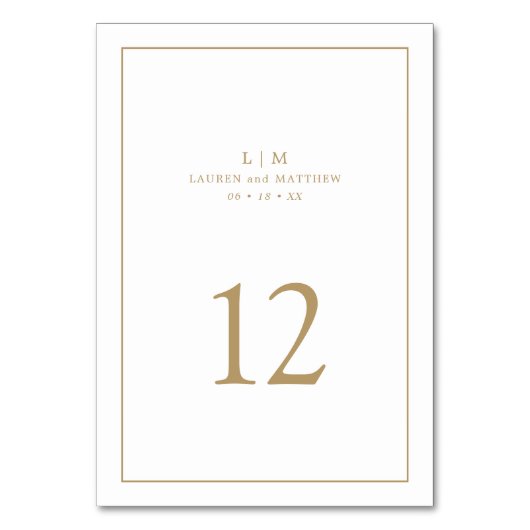 Eenvoudig Antiek gouden monogram Elegant Huwelijk Kaart (Voorkant)