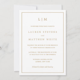 Eenvoudig Antiek gouden monogram Elegant Huwelijk Kaart