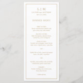 Eenvoudig Antiek gouden monogram Elegant Huwelijk Menu (Voorkant)