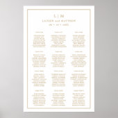 Eenvoudig Antiek gouden monogram Elegant Huwelijk Poster (Voorkant)