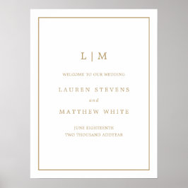 Eenvoudig Antiek gouden monogram Elegant Huwelijk Poster