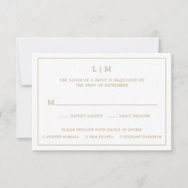 Eenvoudig Antiek gouden monogram Elegant Huwelijk RSVP Kaartje