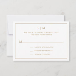 Eenvoudig Antiek gouden monogram Elegant Huwelijk RSVP Kaartje