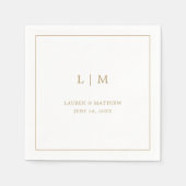 Eenvoudig Antiek gouden monogram Elegant Huwelijk Servet (Voorkant)