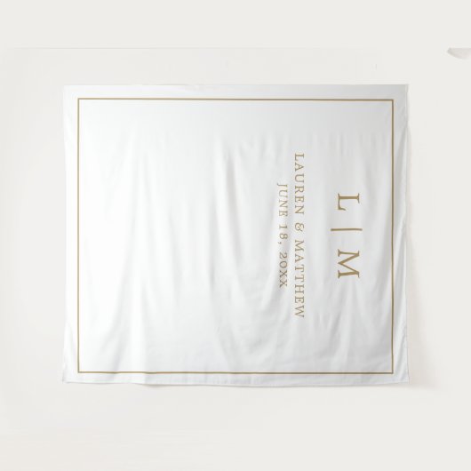 Eenvoudig Antiek gouden monogram Elegant Huwelijk Wandkleed (Voorkant (horizontaal))